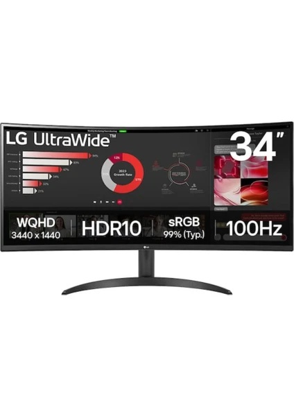 2.EL LG UltraWide 34WR50QK-B 34" 5 ms WQHD Curved 100 Hz Monitör (3 ay garanti)