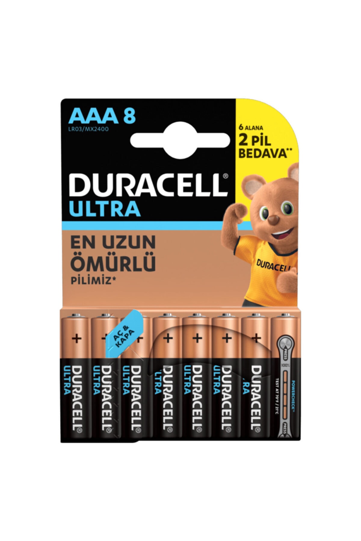 DURACELL ALKALİN TURBOMAX MX2400 AAA 8 + 2 İNCE KALEM PİL 1,5 VOLT