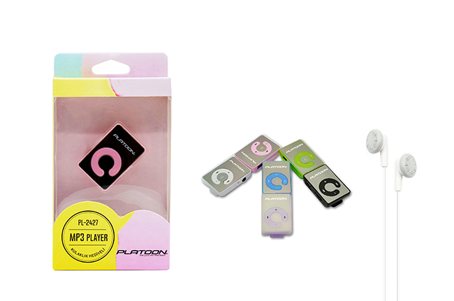 PLATOON PL-2429 MP3 PLAYER KULAKLIK HEDİYELİ SİYAH BEYAZ DESENLİ