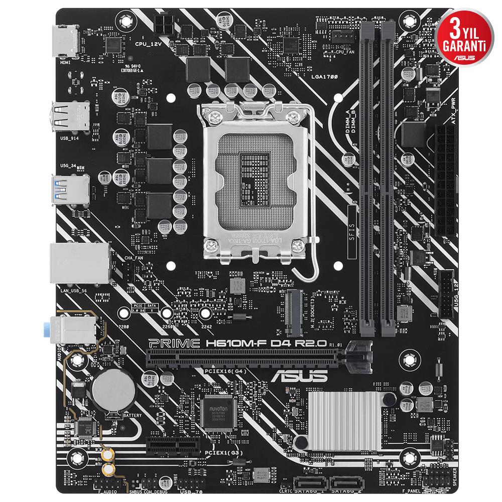 Asus Prime H610M-F D4 R2.0-CSM Intel LGA1700 DDR4 Micro ATX Anakart