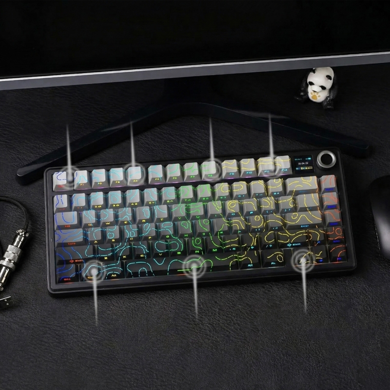Aula F75 Max Mekanik RGB TKL Reaper Switch Kablosuz Makrolu Hot Swap Klavye Desenli Siyah