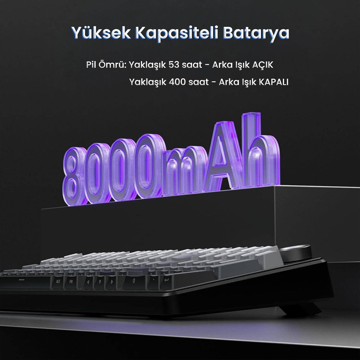 Aula F99 Pro 3 Modlu RGB Hot Swap Mekanik Nimbus V3 Switch Kablosuz Makrolu Klavye Gradyan Gri