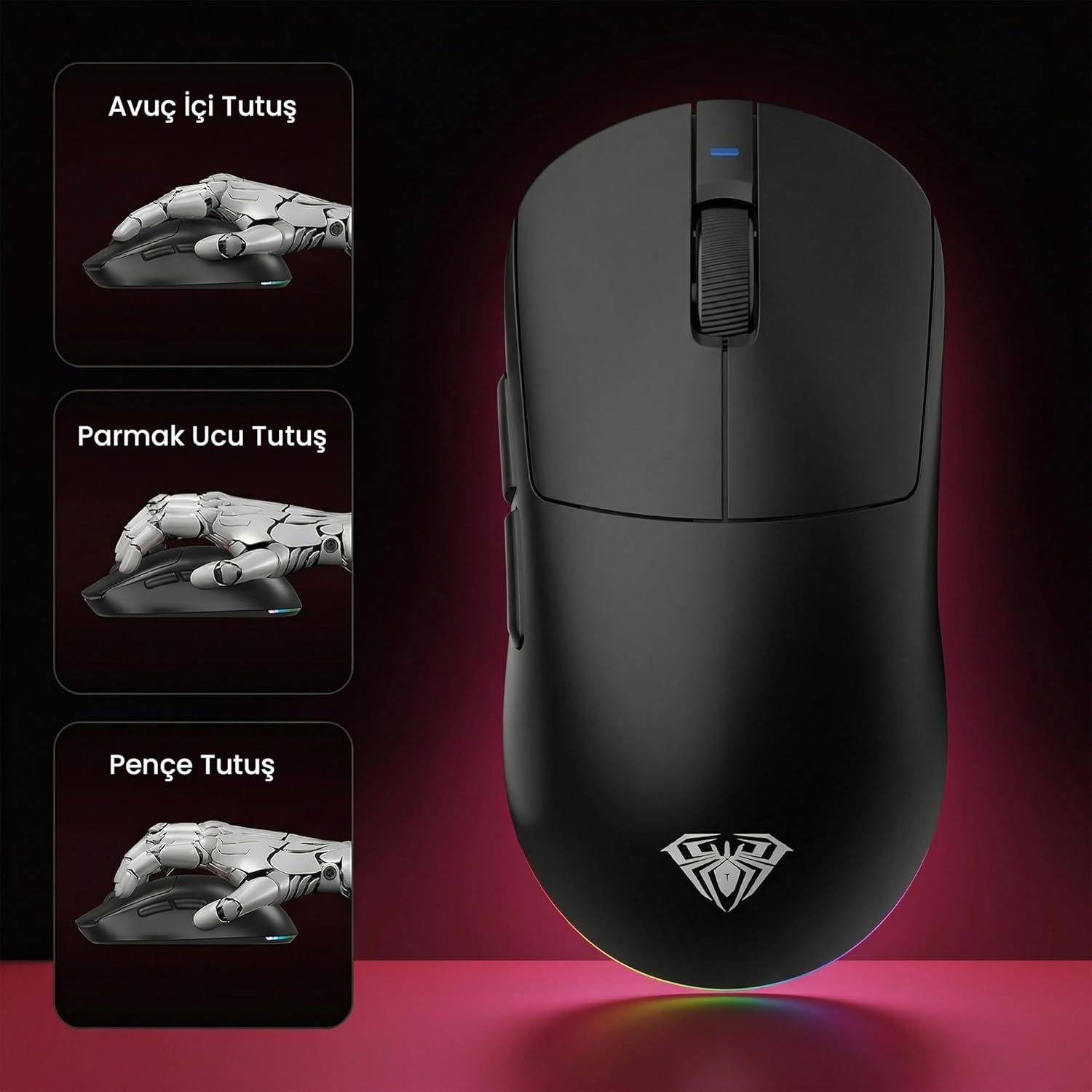 Aula V9 Pro Plus Şarjlı Optik Kablolu/Kablosuz Oyuncu Mouse
