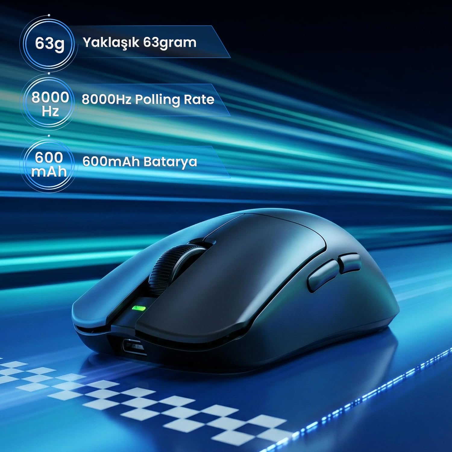 Aula V9 Pro Plus Şarjlı Optik Kablolu/Kablosuz Oyuncu Mouse