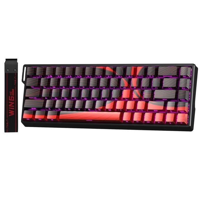 Aula Win68 He Max Manyetik Klavye Rapid Trigger Wing Chun Switch 8000Hz RGB TKL Hot Swap Oyuncu Klavyesi Kırmızı