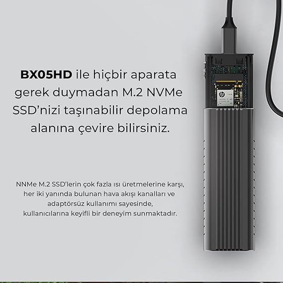 Bix BX05HD Type-C 3.1 Gen2 to PCIe NVMe M.2 SSD Disk Kutusu