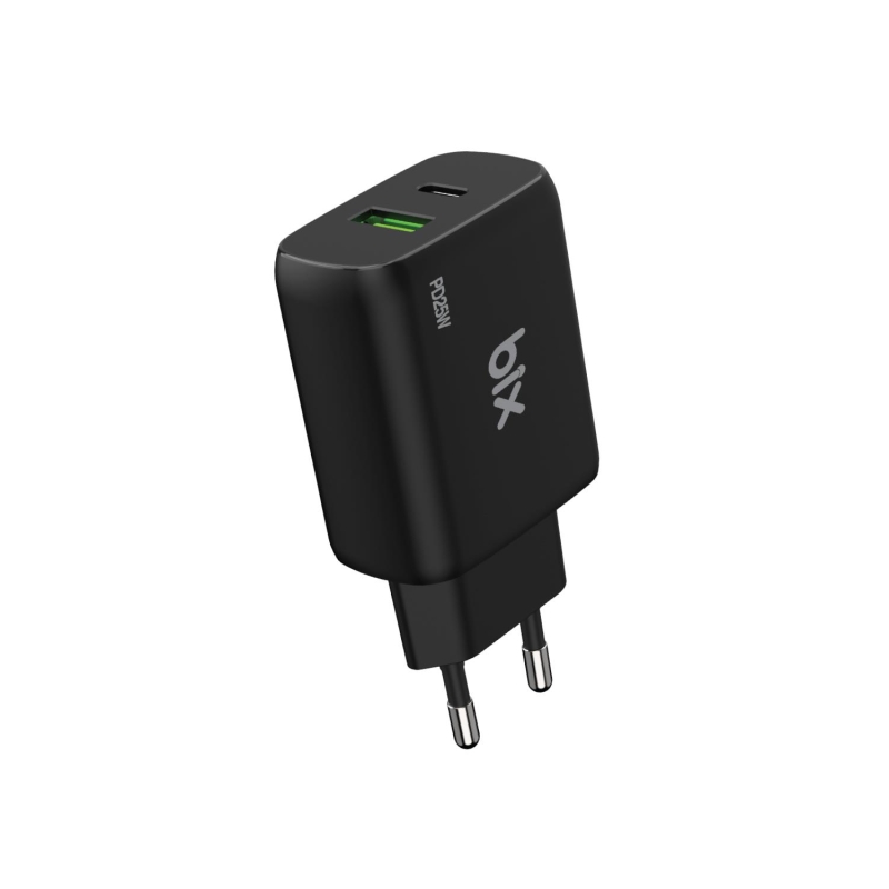 Bix ZH-2U41T 25W USB Type-C PD Çift Portlu Hızlı Şarj Cihazı Siyah