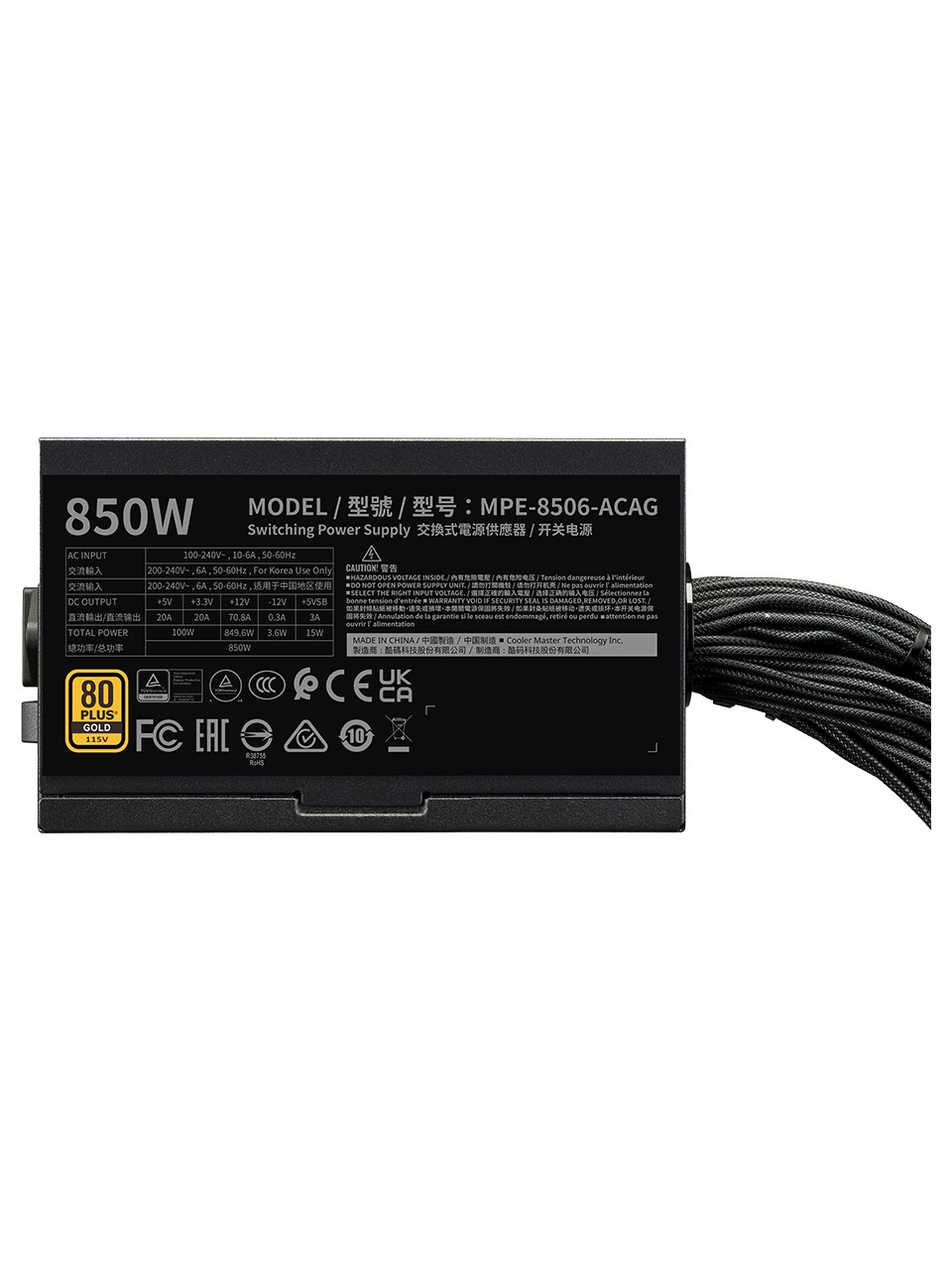 Cooler Master MWE Gold V3 MPE-8506-ACAG-BEU Gen5 850 W Power Supply