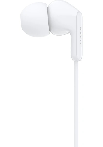 Havit E335P Kulak İçi Kablolu Mikrofonlu Kulaklık 3.5mm Jack 1.2m Kablo - Beyaz
