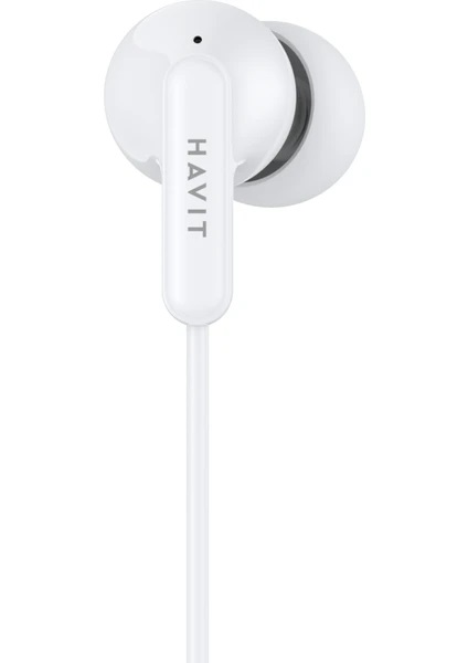 Havit E335P Kulak İçi Kablolu Mikrofonlu Kulaklık 3.5mm Jack 1.2m Kablo - Beyaz