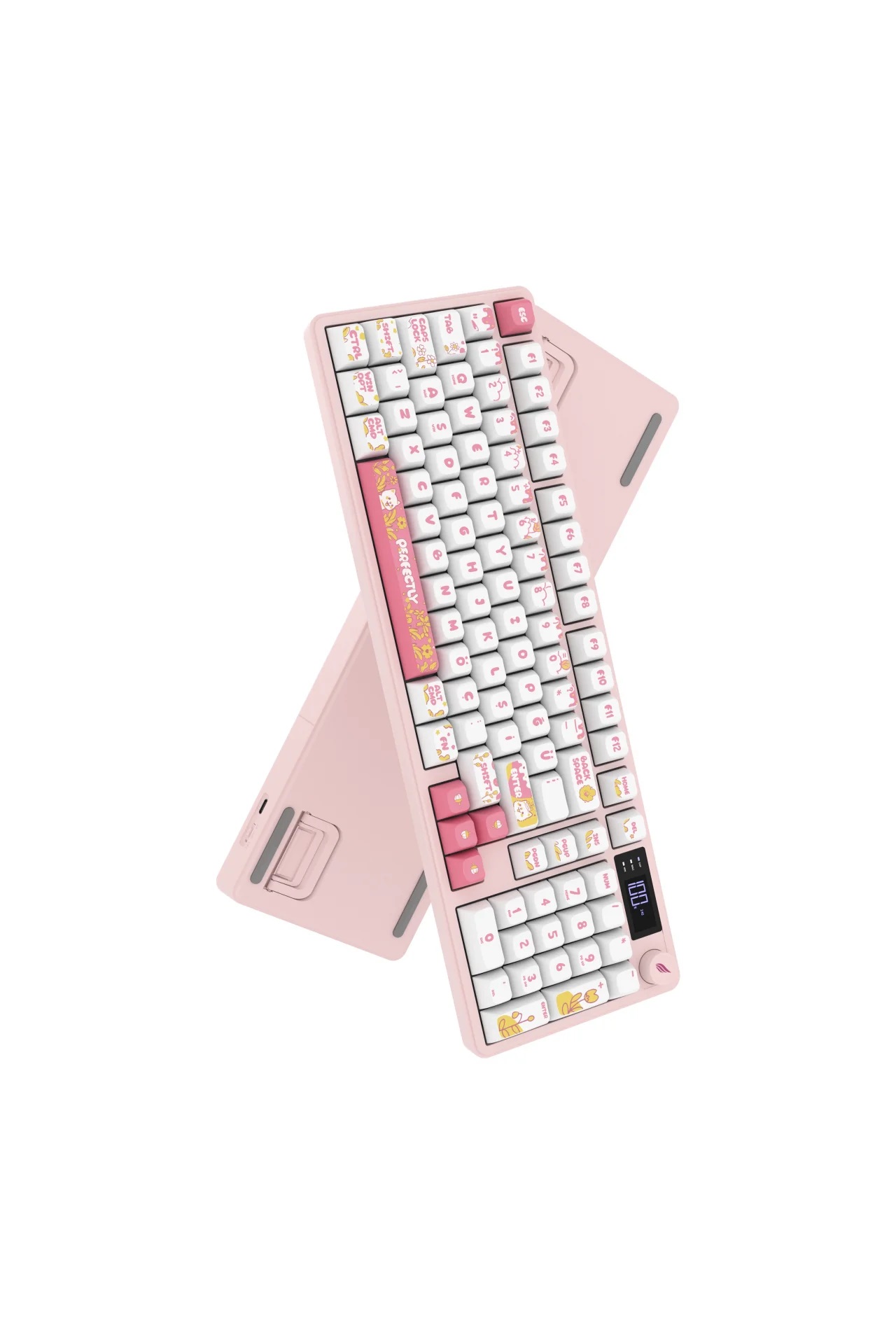 Hawk Gaming HK258 Beyaz-Pembe RGB Membrane Switch Kablolu/Kablosuz Oyuncu Klavyesi