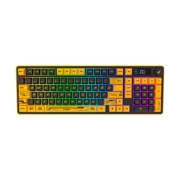 Hawk Gaming HK258 Sarı RGB Membrane Switch Kablolu/Kablosuz Oyuncu Klavyesi