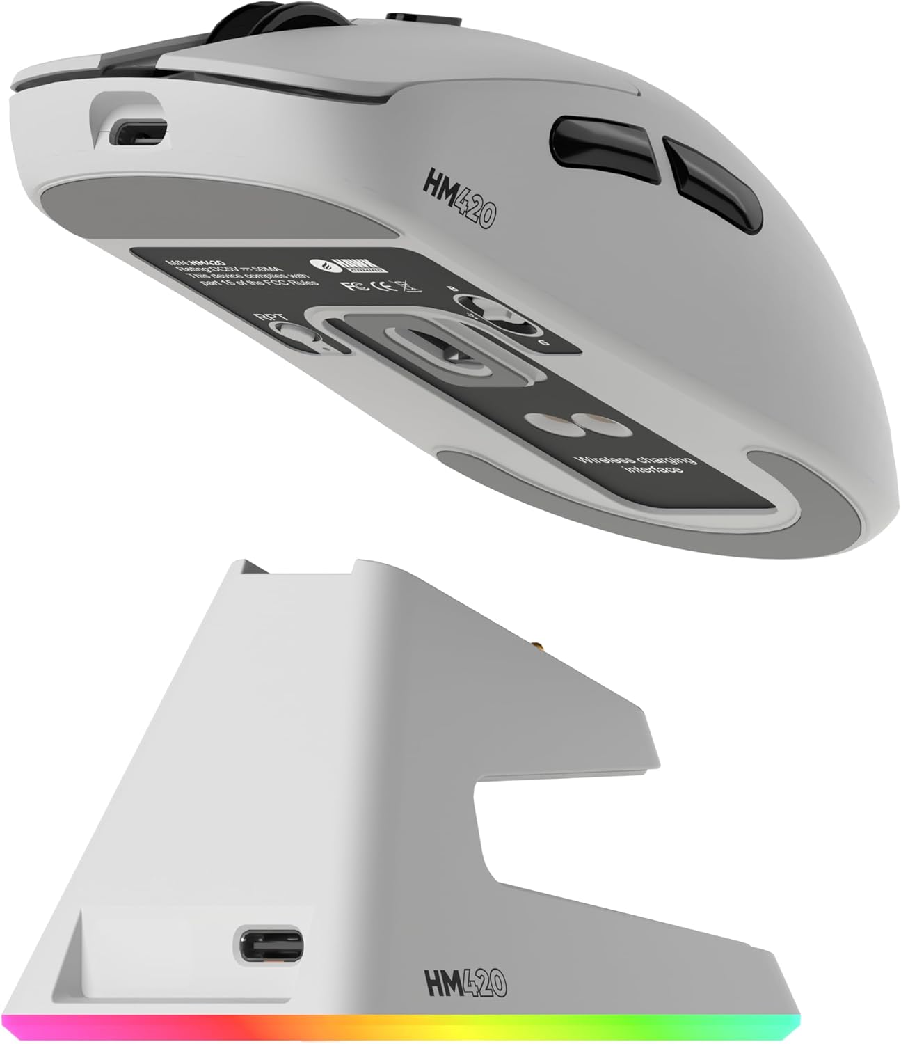 Hawk Gaming HM420 Beyaz Şarjlı Optik Kablolu/Kablosuz Oyuncu Mouse