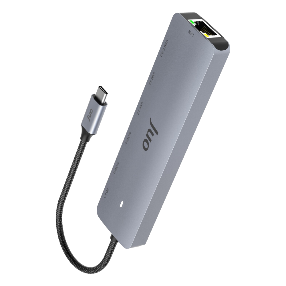 Juo Type-C 2xHDMI Dual MST 4K 60Hz Gigabit Ethernet Dönüştürücü 100W USB 3.2 Çoklayıcı Hub