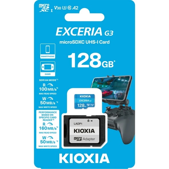 Kioxia Exceria G3 LMEX3L128GG2 Class 10 UHS-I U3 A2 V30 128 GB Micro SD Kart