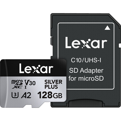 Lexar Professional Silver Plus LMSSIPL128G Class 10 UHS-I U3 A2 V30 128 GB Micro SD Kart
