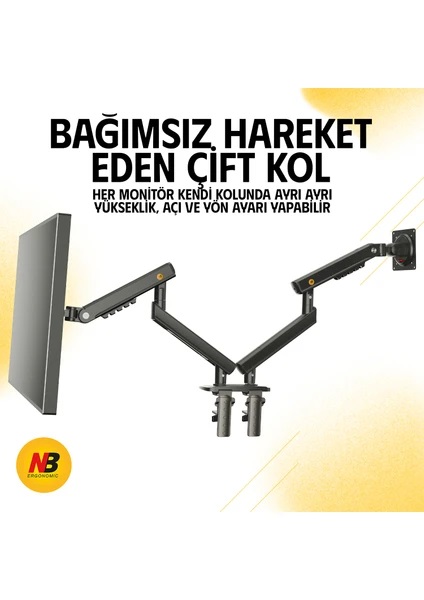 North Bayou A5C 17-32 inç İki Kollu Amortisörlü Monitör Standı