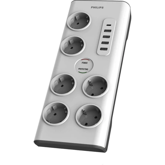 PHİLİPS SPN7060WA/62 5 USB GİRİŞLİ 6&#39;LI 2 M ANAHTARLI AKIM KORUMALI PRİZ