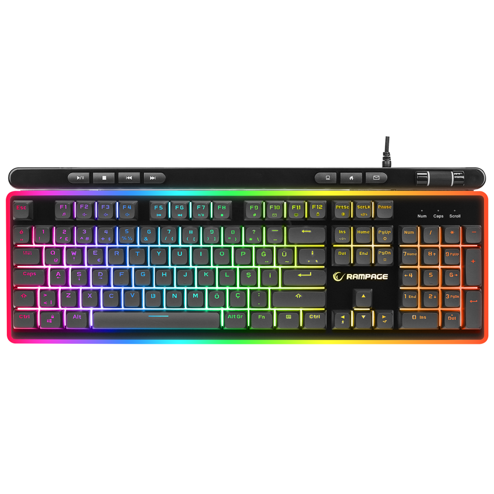 RAMPAGE SHINE K14 SİYAH USB RGB BACKLİGHT MEMBRANE GAMİNG OYUNCU KLAVYE