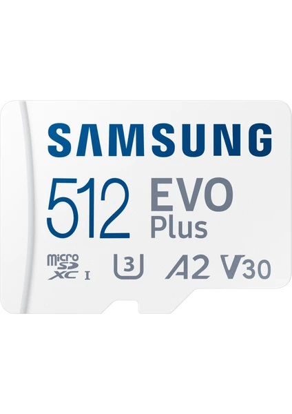 Samsung Evo Plus MB-MC512SA Class 10 UHS-I U3 A2 V30 512 GB Micro SD Kart