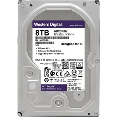 WD PURPLE 3.5' 8 TB 256MB 7200RPM WD82PURZ