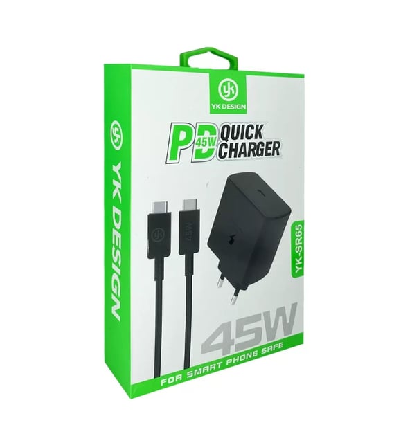YK Design PD Type-C 45Watt Hızlı Şarj Aleti + Kablo