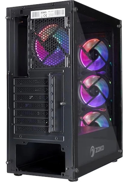 Zoko Melody 4x12 CM Rainbow Fanlı Temperli Cam 600W Gaming Bilgisayar Kasası