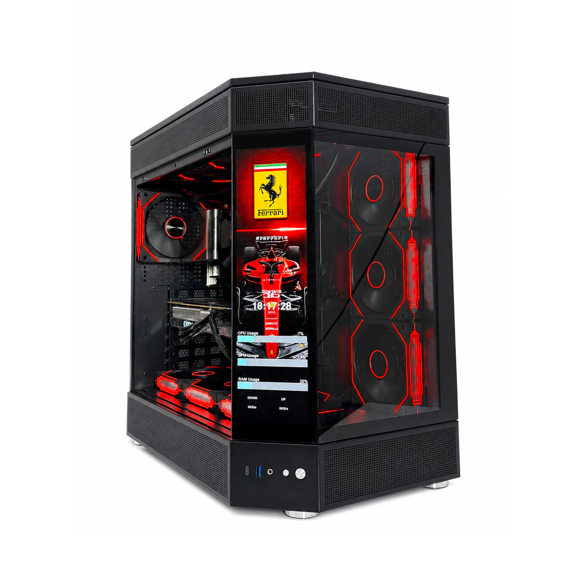 Zoko Tank Special Edition Siyah 12.6″ Özelleştirilebilir Ekranlı 7×12 cm ARGB Fanlı ATX Gaming Akvaryum Kasa