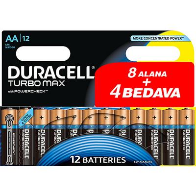 DURACELL ALKALİN TURBOMAX MX1500 AA 8 + 4 KALEM PİL 12'Lİ PİL 1,5 VOLT