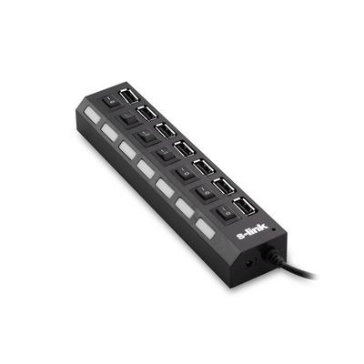 S-LINK SL-775 7 PORT USB2.0 SİYAH USB HUB