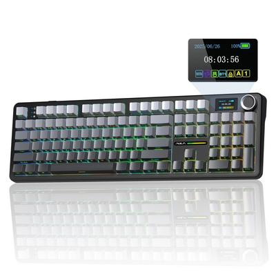 Aula F108 Pro Ekranlı Mekanik Klavye Nimbus Switch RGB Hot Swap 8000mAh Makrolu Oyuncu Klavyesi Gri