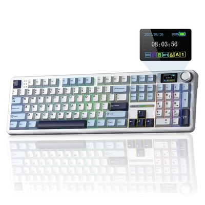 Aula F108 Pro Ekranlı Mekanik Klavye Reaper Switch RGB Hot Swap 8000mAh Makrolu Oyuncu Klavyesi Mavi