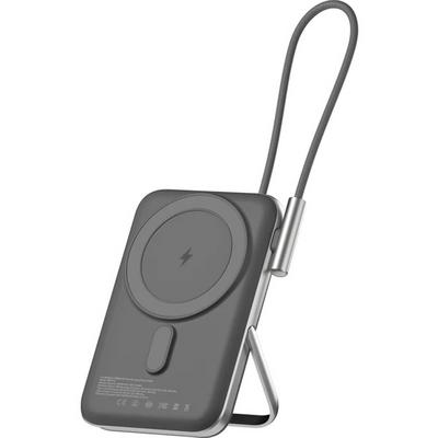 Juo Magsafe Powerbank 10000mAh Standlı 20W Dahili Type-C Kablolu Taşınabilir Hızlı Şarj Cihazı Siyah
