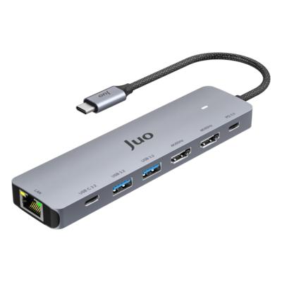 Juo Type-C 2xHDMI Dual MST 4K 60Hz Gigabit Ethernet Dönüştürücü 100W USB 3.2 Çoklayıcı Hub
