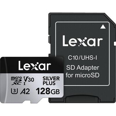 Lexar Professional Silver Plus LMSSIPL128G Class 10 UHS-I U3 A2 V30 128 GB Micro SD Kart