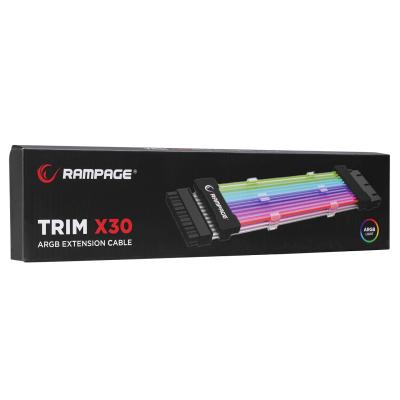 Rampage TRIM X30 Şeffaf PVC+Bakır 18AWG ARGB ATX Power Supply 24Pin Uzatıcı Kablo