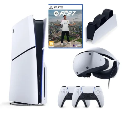 SONY PLAYSTATİON 5 PS5 SLIM CD Lİ + 2.KOL + FC 27 OYUNU + SONY ŞARJ İSTASYONU + PS5 VR 2