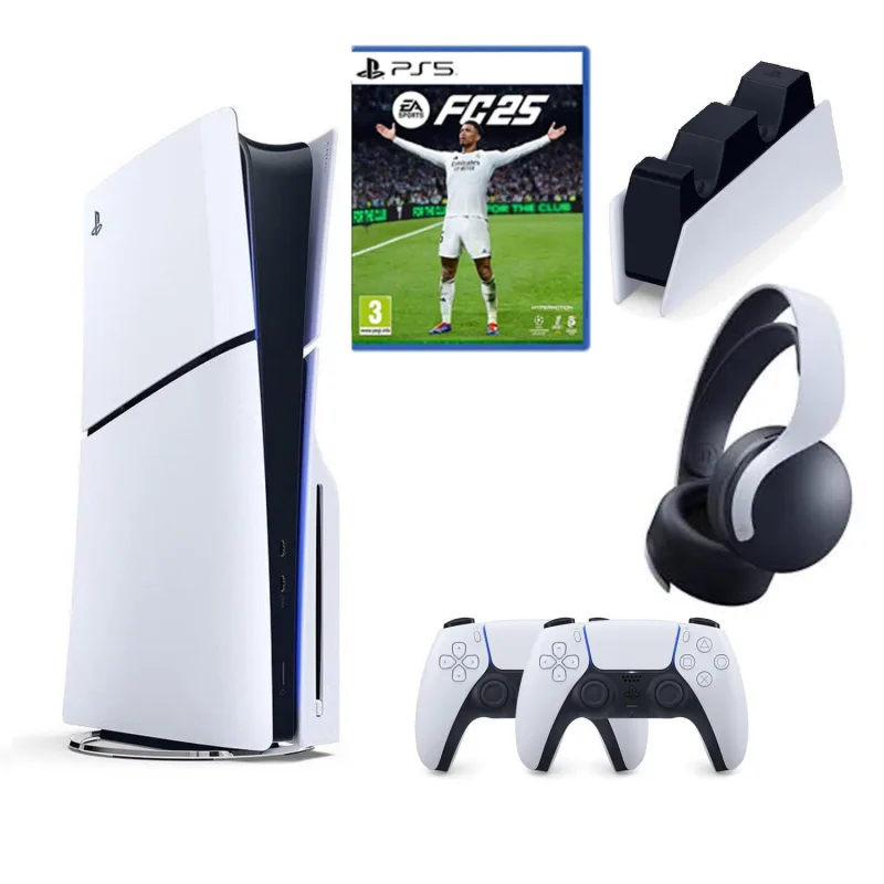 SONY PLAYSTATİON 5 PS5 SLIM CD Lİ + 2.KOL + FC 25 OYUNU + SONY ŞARJ İSTASYONU + PS5 KULAKLIK