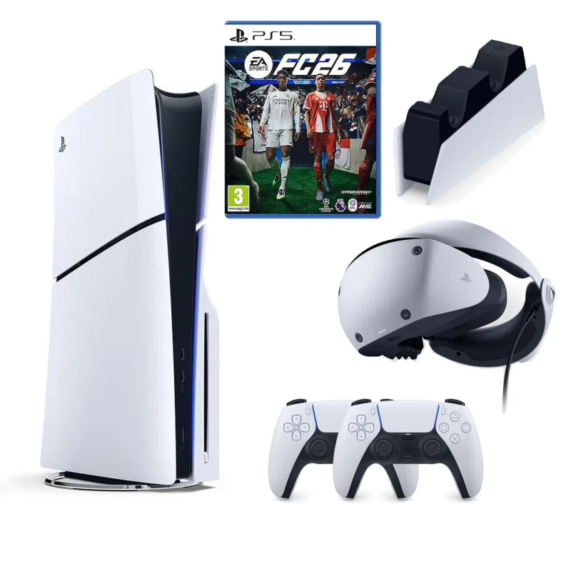 SONY PLAYSTATİON 5 PS5 SLIM CD Lİ + 2.KOL + FC 26 OYUNU + SONY ŞARJ İSTASYONU + PS5 VR 2