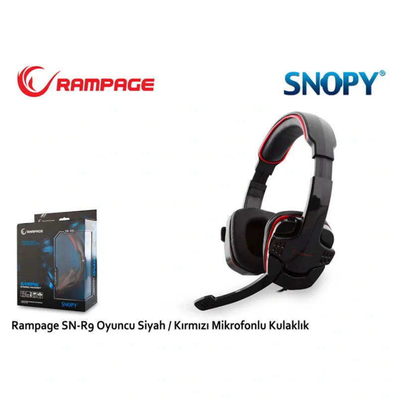 Snopy Rampage SN-R9 Oyuncu Siyah/kırmızı Mikrofonlu Kulaklık