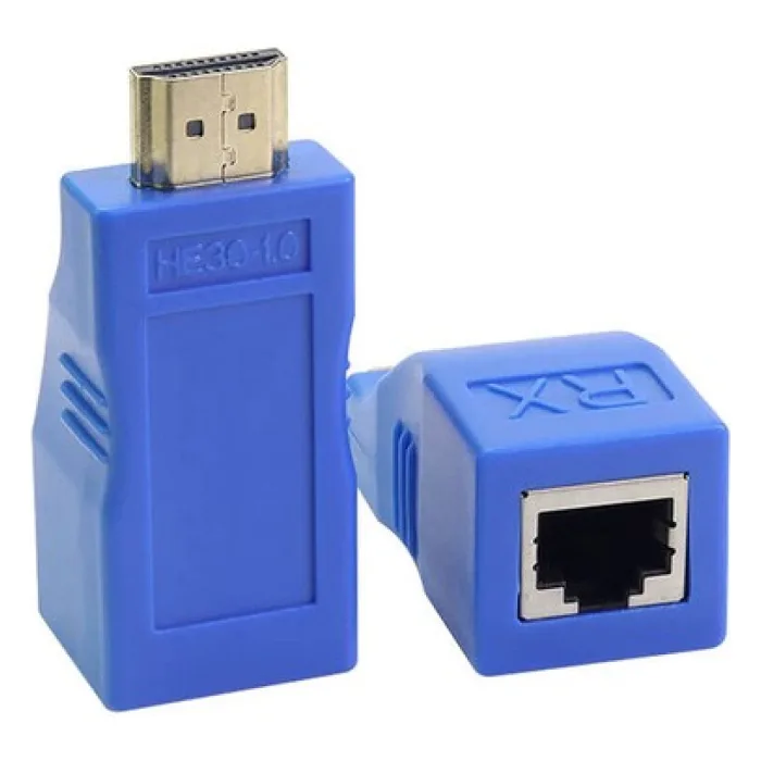 30M HDMI Extender 4k-2k HDMI Uzatma Aparatı 3D 1080P - CAT5E Cat6 Hdmı Uzatıcı - 30MT 1080P Görüntü - Mavi