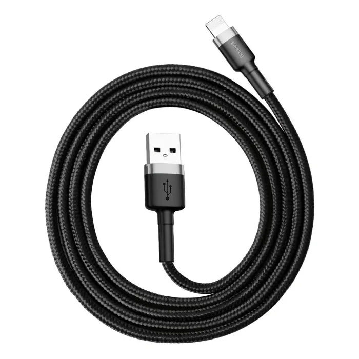 BASEUS CAFULE CALKLF-BG1 2.4A LİGHTNİNG KABLO GRİ 1M SİYAH