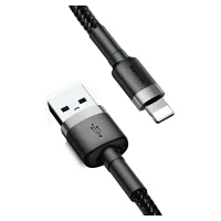 BASEUS CAFULE LİGHTNİNG 2.4A 1M KABLO GRİ/SİYAH