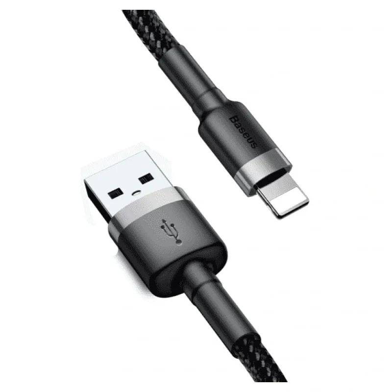 BASEUS CAFULE LİGHTNİNG 2.4A 1M KABLO GRİ/SİYAH