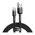 BASEUS CAFULE USB TYPE C 3 METRE 2.0A HIZLI ŞARJ KABLOSU SİYAH