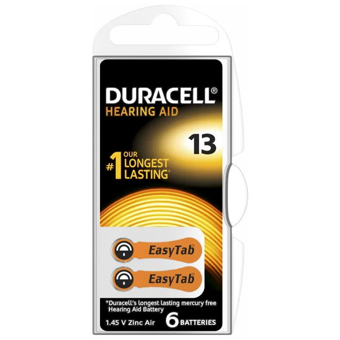 DURACELL 13 NUMARA KULAKLIK PİLİ 6'LI PAKET 1,45 VOLT PR48