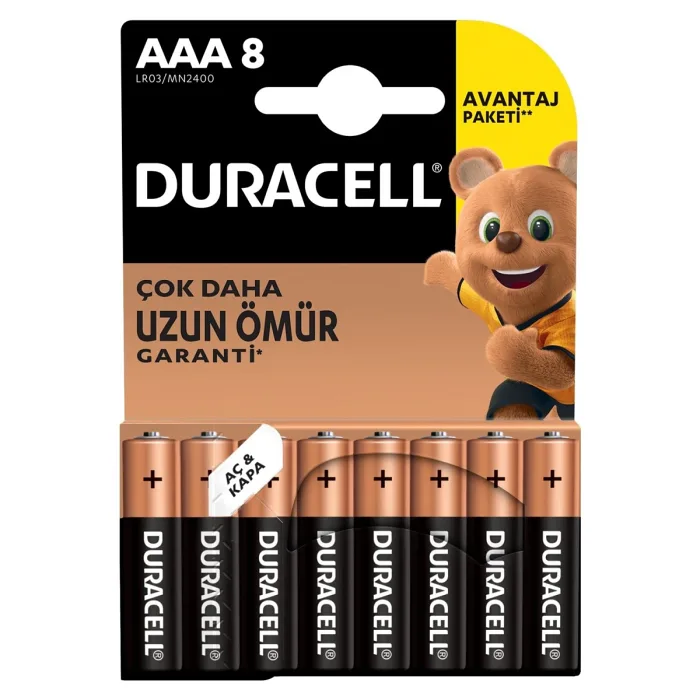 DURACELL 8Lİ AAA İNCE KALEM PİL