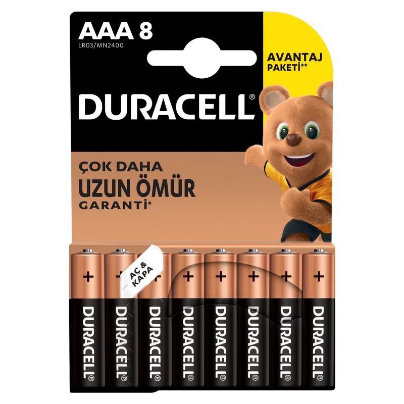 DURACELL 8Lİ AAA İNCE KALEM PİL