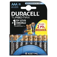 DURACELL ALKALİN TURBO MAX İNCE PİL 8'Lİ AAA 1,5 VOLT