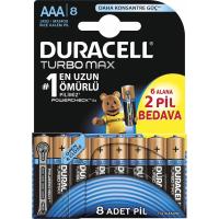 DURACELL ALKALİN TURBO MAX İNCE PİL 8'Lİ AAA 1,5 VOLT